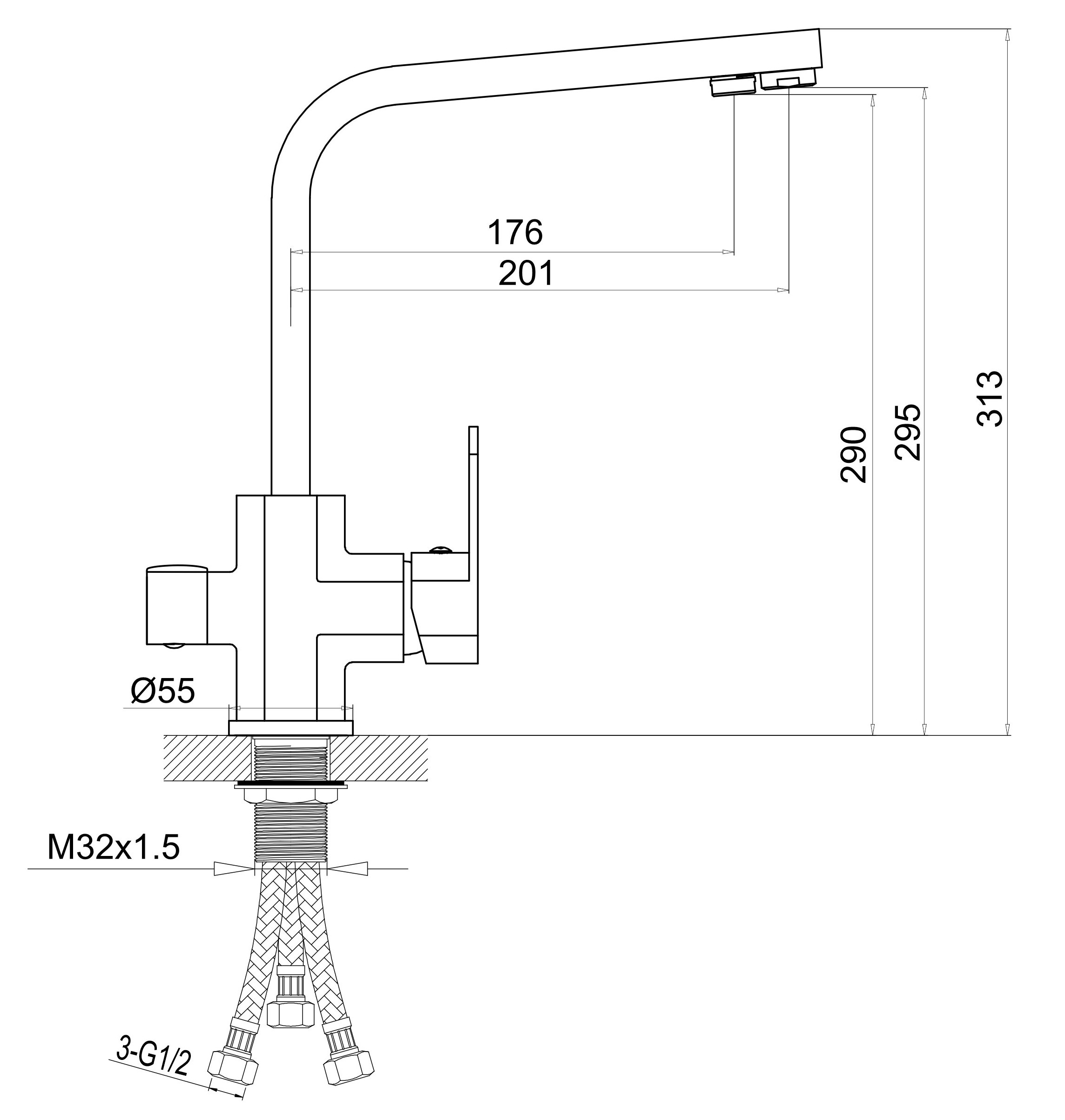 15084 Смеситель  под. фильт HANSEN  (10/1шт)